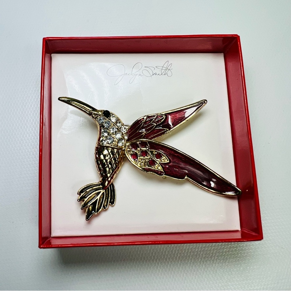 Jaclyn Smith rhinestone hummingbird brooch